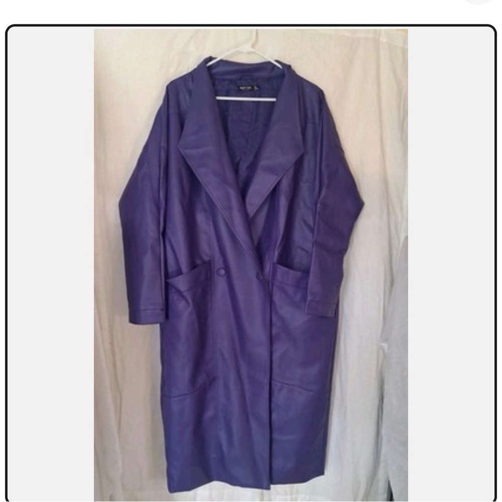 Nasty Gal Purple Faux Leather Long Trench Coat
